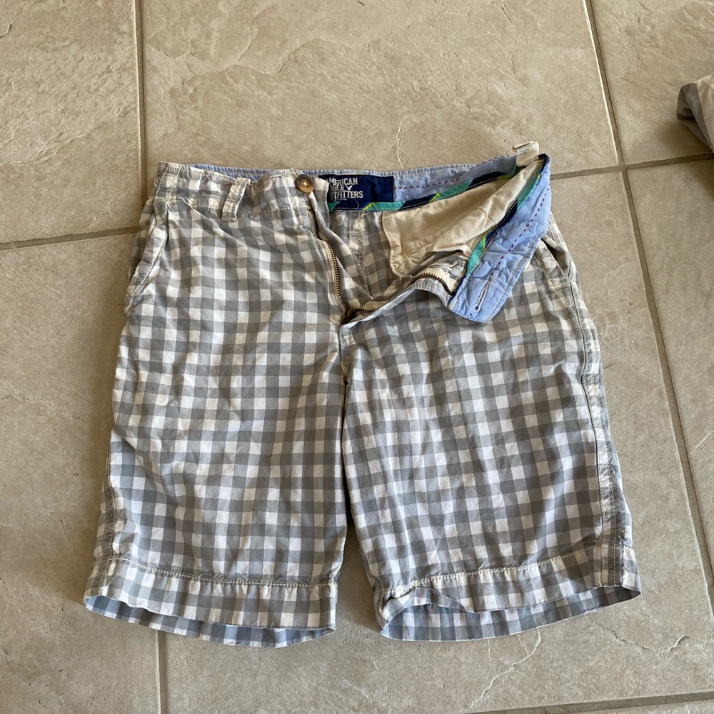 Grey Checkered American Eagle Shorts
